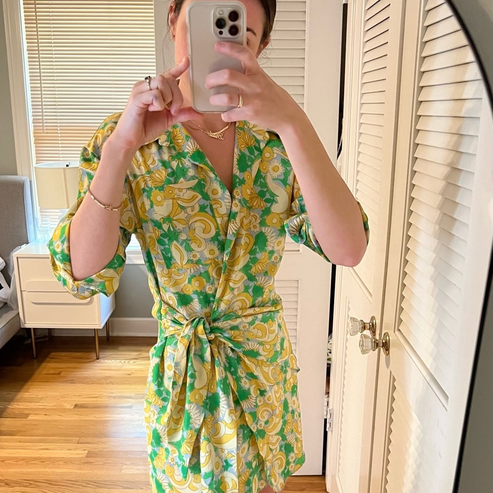Zara disco green dress. Super easy to wear and very comfortable